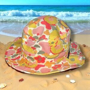 MAD Engine Bucket Hat Flower Chin Strap Retro Hippie Boho Sun Beach Cruise Gift